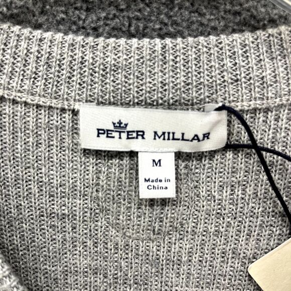Peter‎ Millar Sweater Mens Medium Gray Blue Crown Crewneck Merino Wool Knit - Picture 12 of 16